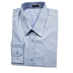 Camisa azul plus size passa fácil de algodão com poliéster manga longa