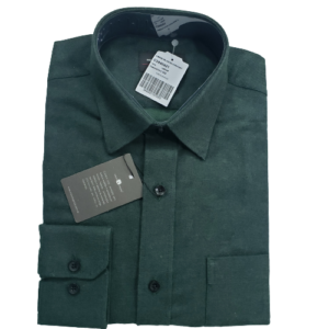 Camisa de flanela verde mar manga longa de algodão
