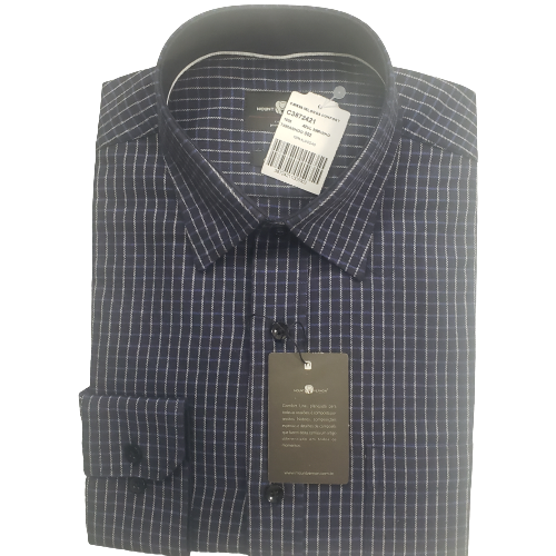 Camisa de flanela xadrez azul noite manga longa de algodão 4 Camisa de flanela xadrez azul noite manga longa