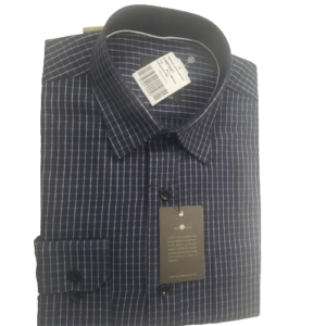 Camisa de flanela xadrez azul noite manga longa