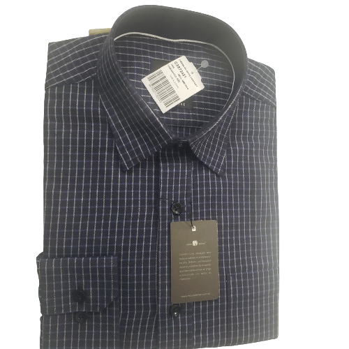 Camisa de flanela xadrez azul noite manga longa