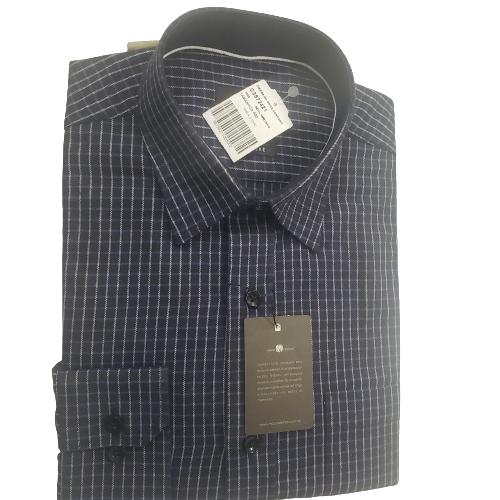 Camisa de flanela xadrez azul noite manga longa de algodão 1 Camisa de flanela xadrez azul noite manga longa