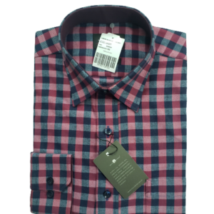 Camisa de flanela xadrez bordo manga longa