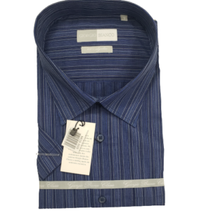 Camisa manga curta azul 100% de algodão