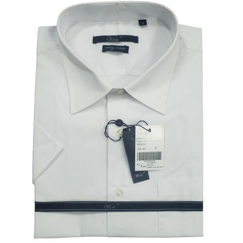 Camisa branca passa fácil manga curta