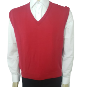 Colete vermelho de lã acrílica