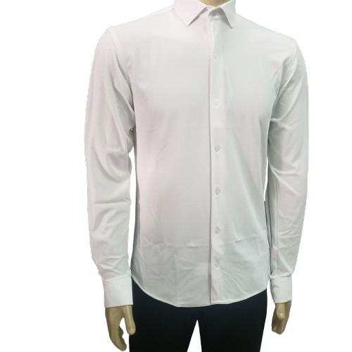Camisa branca em malha slim, 23EB 1 Camisa branca em malha
