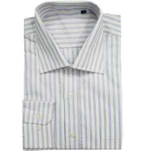 Camisa de algodão branca com listras lilás