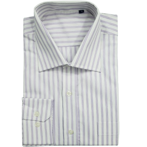 Camisa de algodão branca com listras lilás