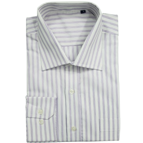Camisa de algodão branca com listras lilás - 852BL - Imagem 3