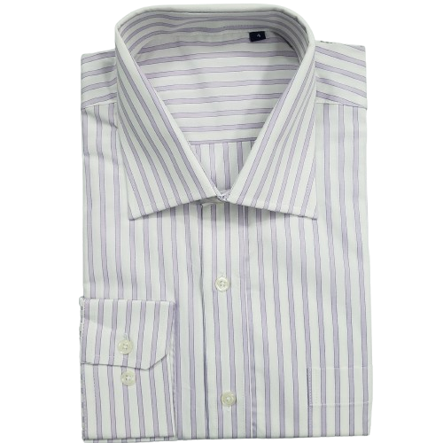 Camisa de algodão branca com listras lilás - 852BL - Imagem 3