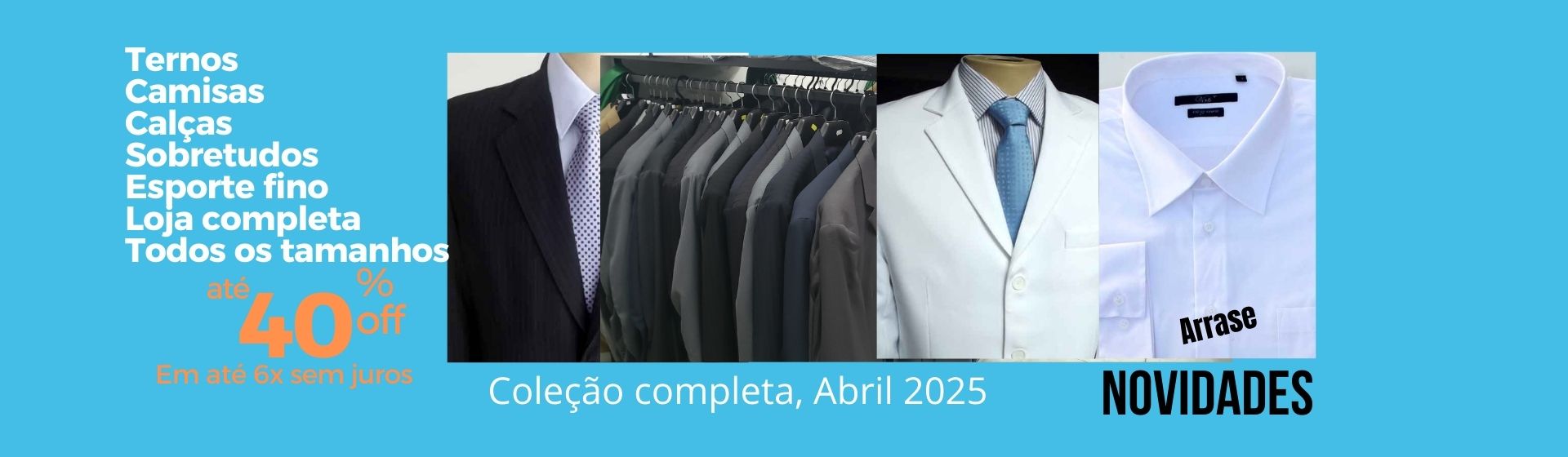 Loja de roupas masculinas e ternos em promoção