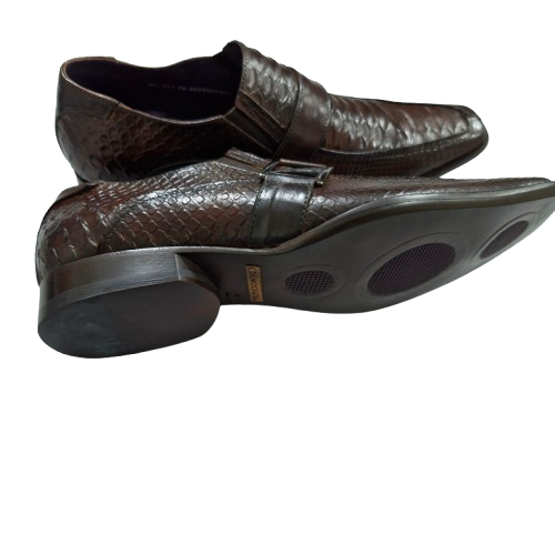 Sapato masculino de couro legitimo marrom sem cadarço, ref 396SC 1 Sapato de couro legitimo