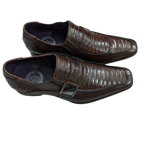 Sapato masculino de couro legitimo marrom sem cadarço, ref 396SC 2 Sapato de couro legitimo